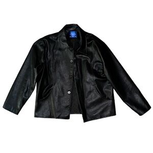 Loose Fit PU Leather Jacket In Black